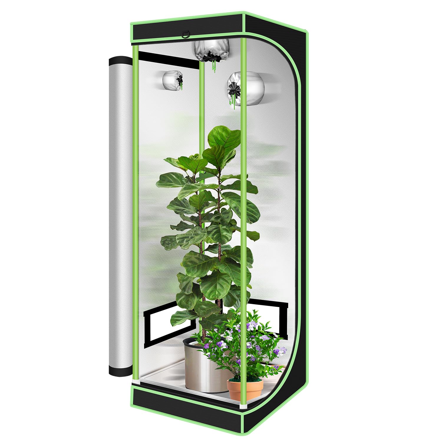 Sonnewelt Armario Cultivo Interior 60x60x180cm, 600D Oxford Invernadero Plantas, Resistente a la luz y al Agua, para Cultivo en Interiores