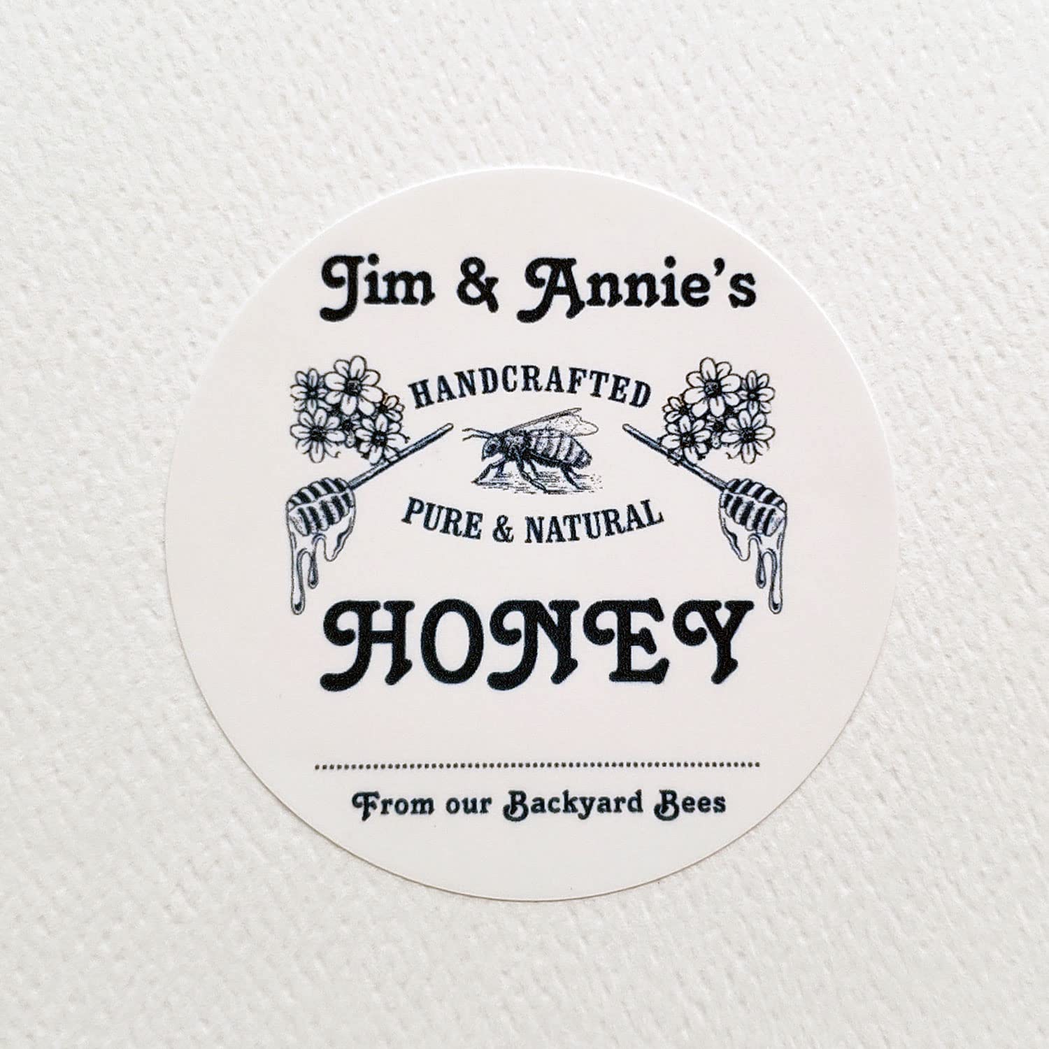 PERSONALIZED HONEY LABELS - 2" Round / 2 1/2" Round / 2" Square - White or Kraft - Sets of 18 with options for 25 and 50 (2" ROUND WHITE)