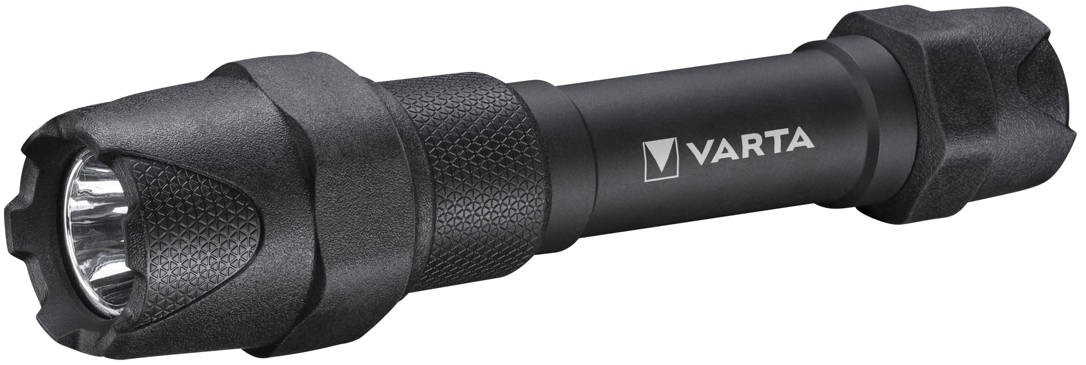 Varta Indestructible F20 Pro 6 Watt LED Torch/Work Light, incl. 2X AA Longlife Power Batteries, Waterproof and dust-Resistant, absorbs Impact, anodised Aluminium casing, Black