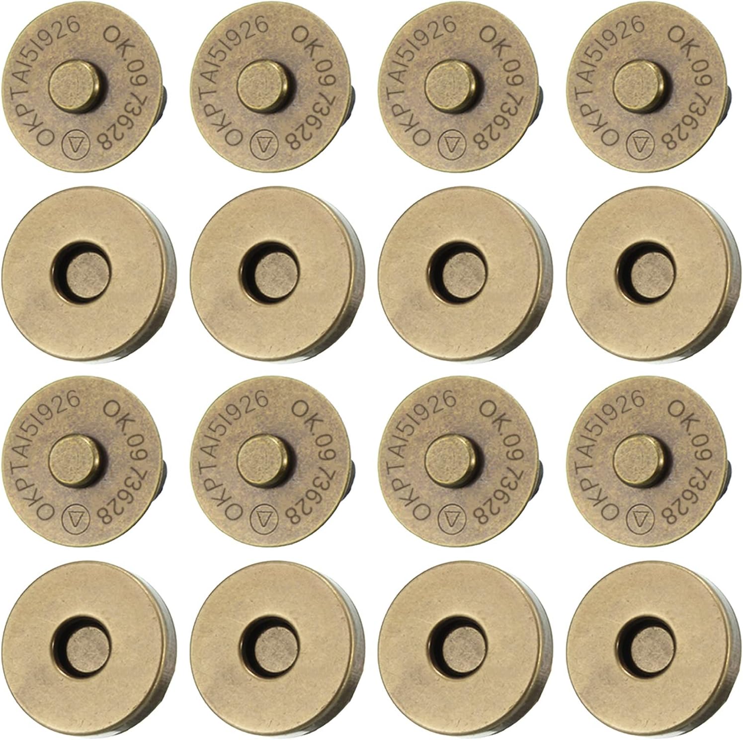 20 Set Magnetic Snaps, Purse Magnetic Bag Fastener Clasp Magnetic Button Replacement Kit for Sewing, DIY Craft, Purses, Bags, Clothes, Leather (Bronze 14MM)