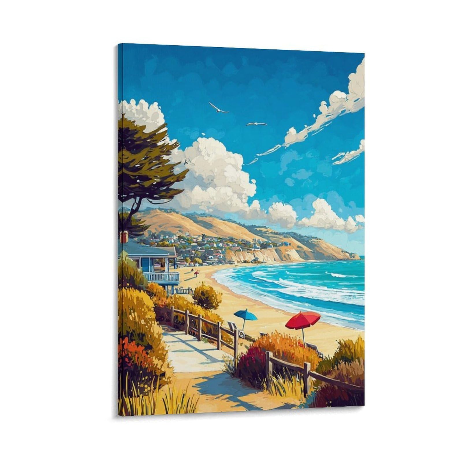 ZBBGGOZ Avila Beach Poster 20x30inch(50x75cm) Vintage Watercolor Canvas Art