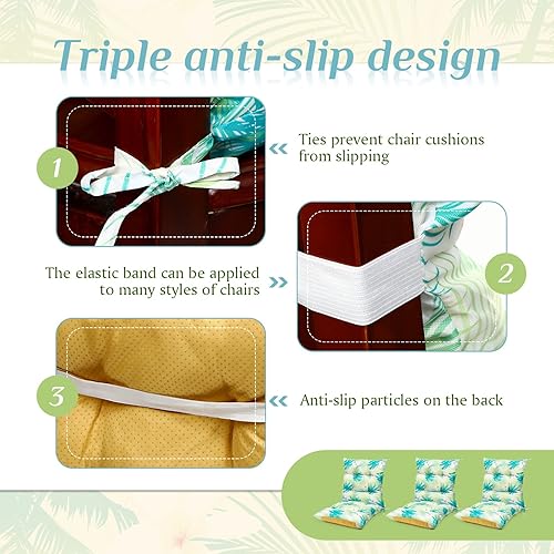 Miniatura 4 de Hoteam Juego de 6 cojines para sillas de patio para exteriores, 20 x 40 pulgadas, impermeables, para asiento de patio, almohadilla gruesa para