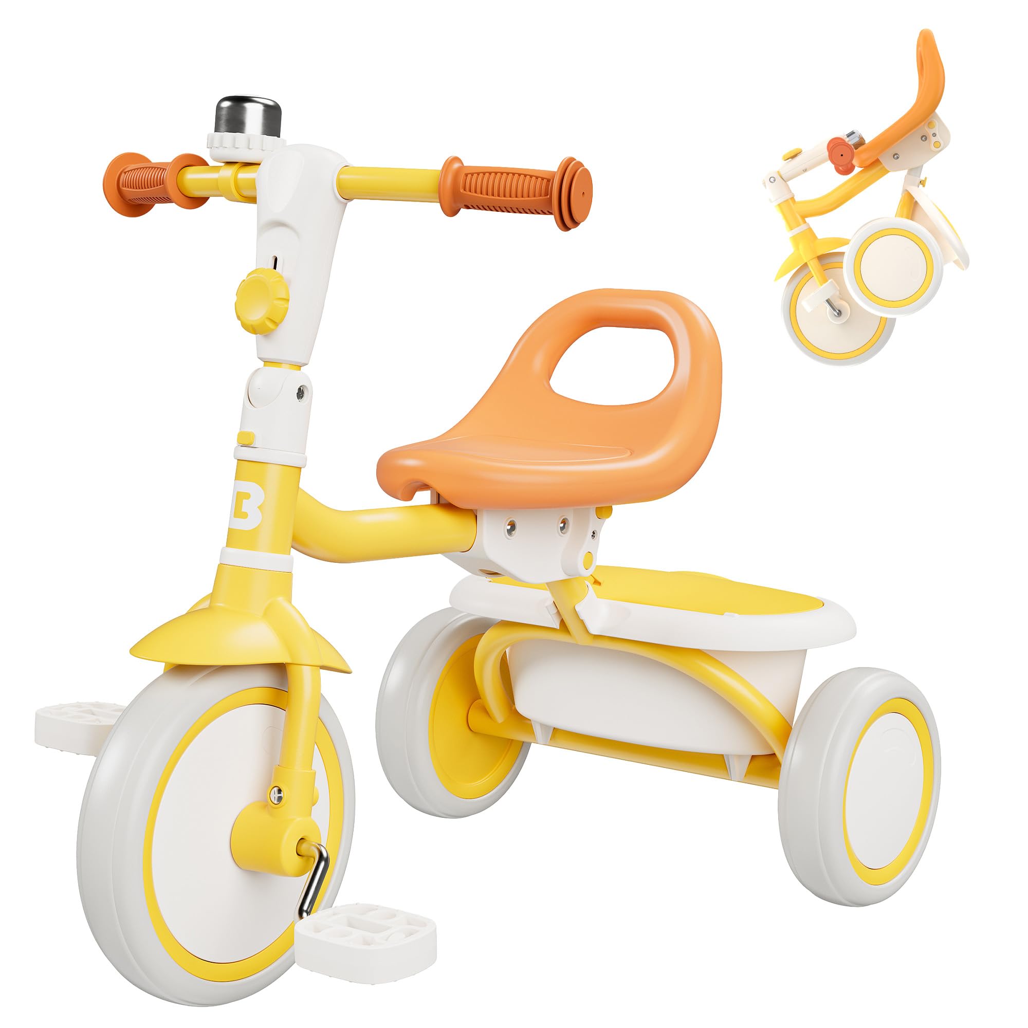 besrey Toddler Tricycle with Bell, Kids Tricycle Age 18 Months to 5 Years, Kids Trike, Toddler Bike for 1.5-5 Year Olds, Baby Trike, Gifts & Toys for Boys & Girls, Yellow