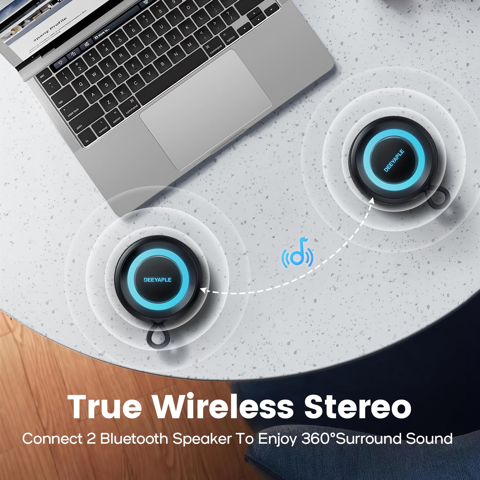 Deeyaple Cassa Bluetooth Portatile, 15W Cassa bluetooth potente da Doccia Impermeabile IPX7, Bluetooth 5.3,Extra Bassi Attivi,Chiamata Vivavoce per Casa, Esterno, Doccia