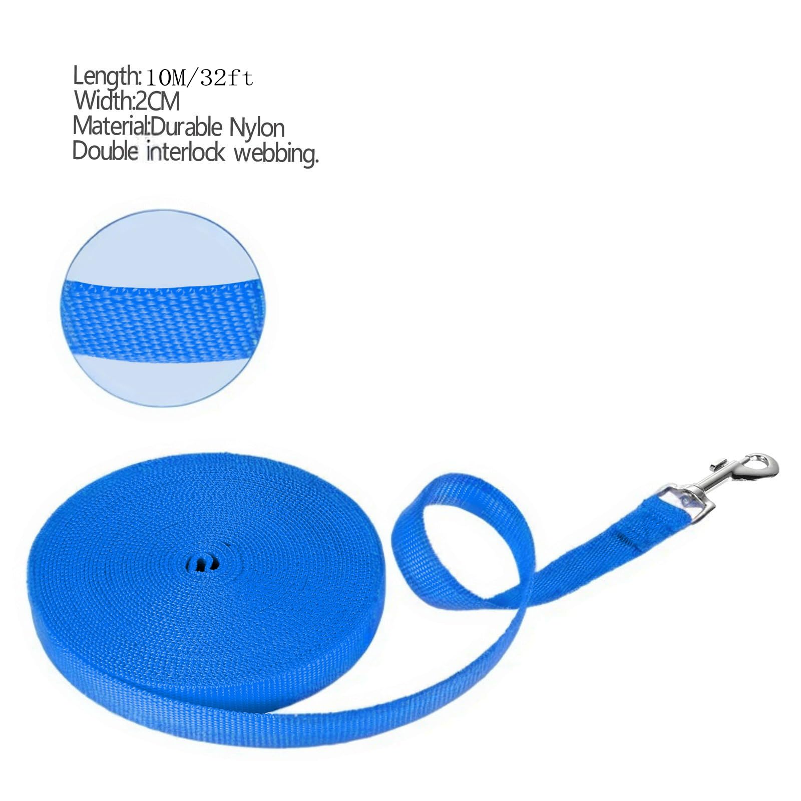 NavoX Guinzaglio lungo da addestramento per cani, 10 m, in nylon, per richiamare animali domestici, escursionismo, campeggio, caccia, cortile, blu