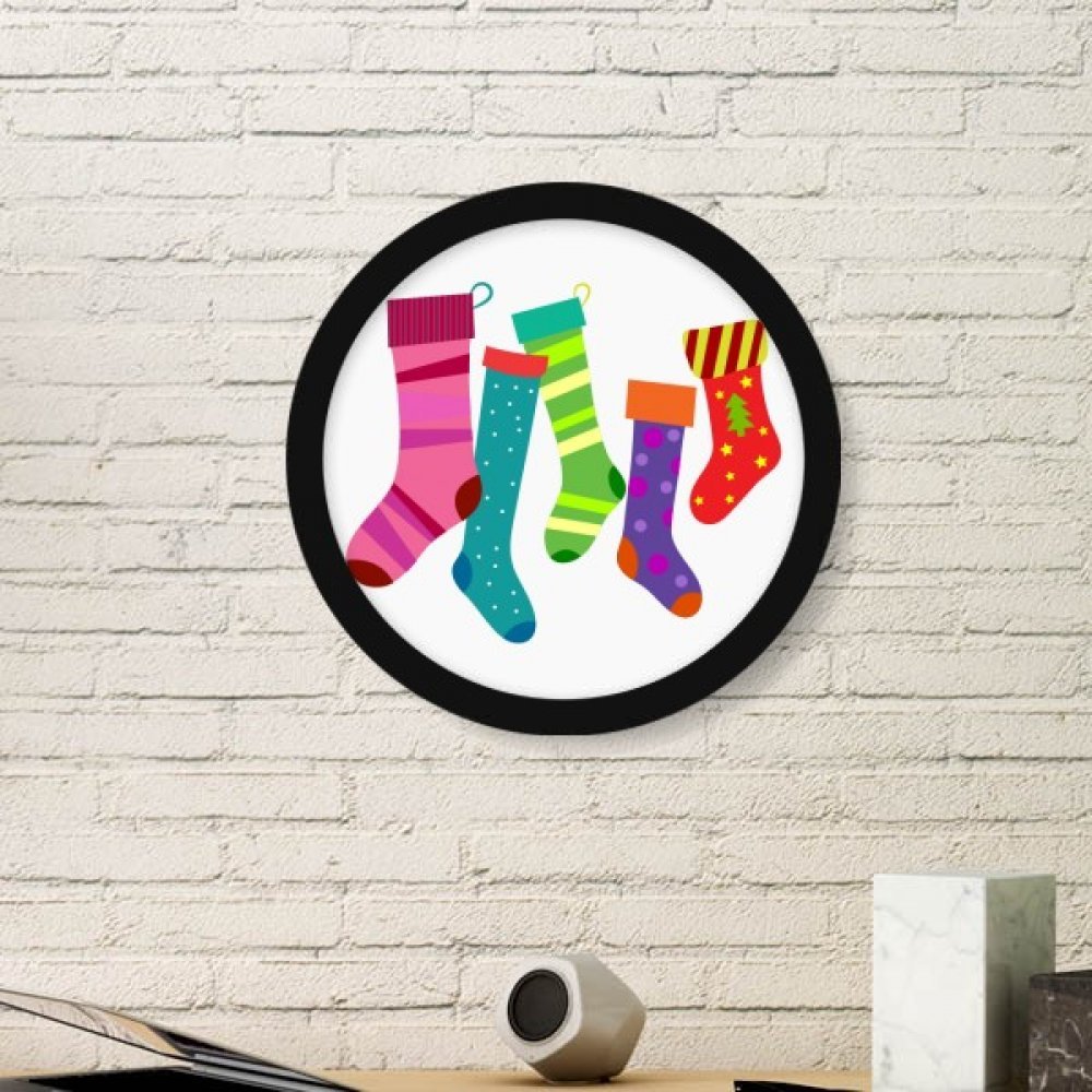 Stickers muraux Noël illustration avec cadre photo art prints rond noir DIYthinker petit format
