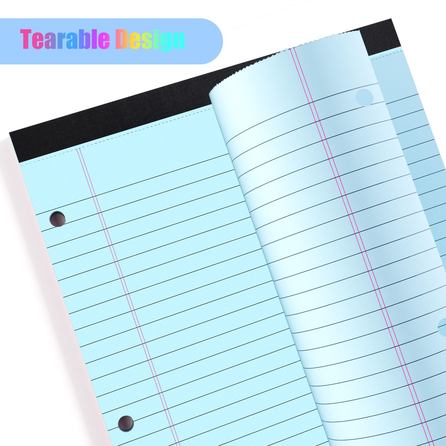 HAUTOCO Lot de 12 blocs-notes juridiques colorés de 21,6 x 27,9 cm - Bloc-notes perforés à 3 trous - Pour l'école, la maison, le bureau, les affaires