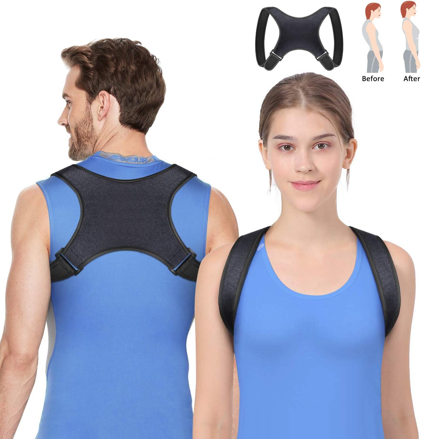 Posture Corrector， Physical Therapy Adjustable Back Brace Support for Men Women - Back, Shoulder, and Neck Pain Relief