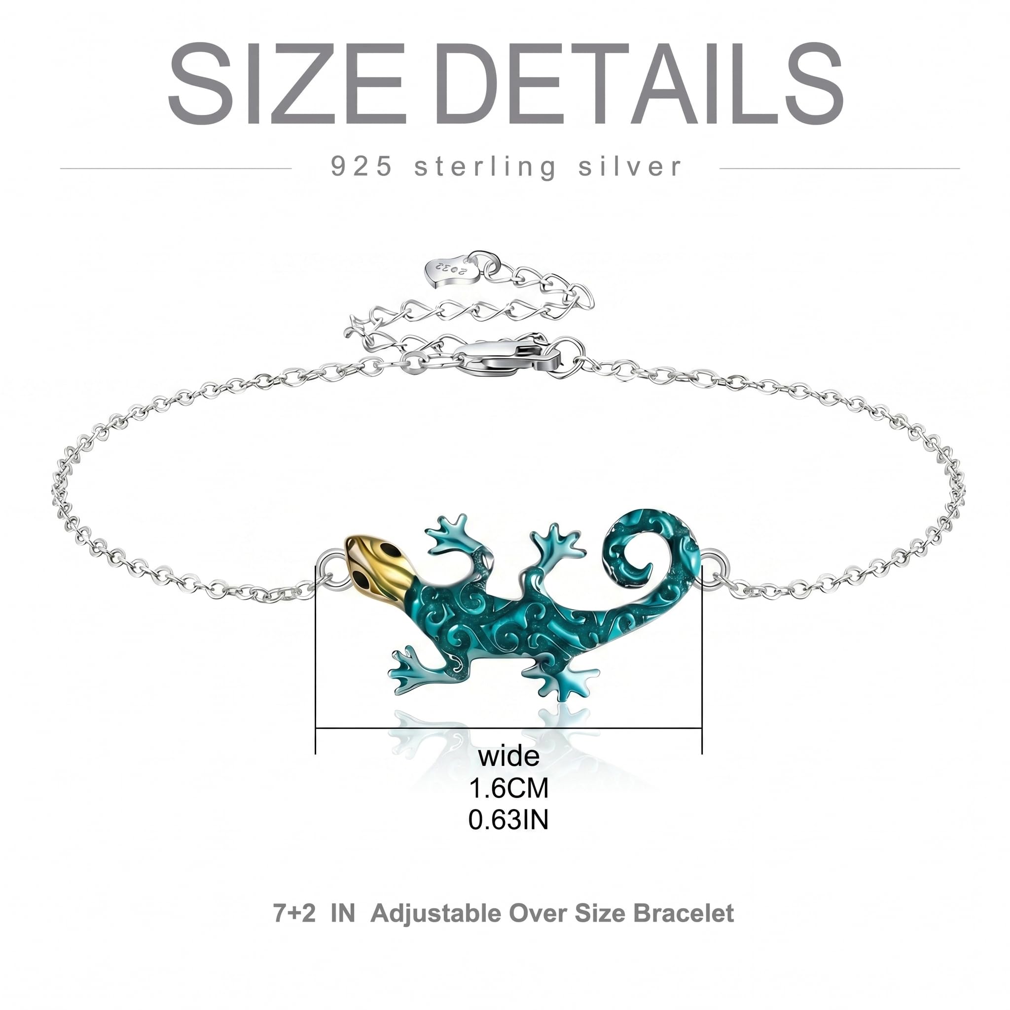 URONE Eidechsen Armband aus Sterlingsilber Armband mit Gecko Anhänger Tierschmuck als Geschenk für Damen