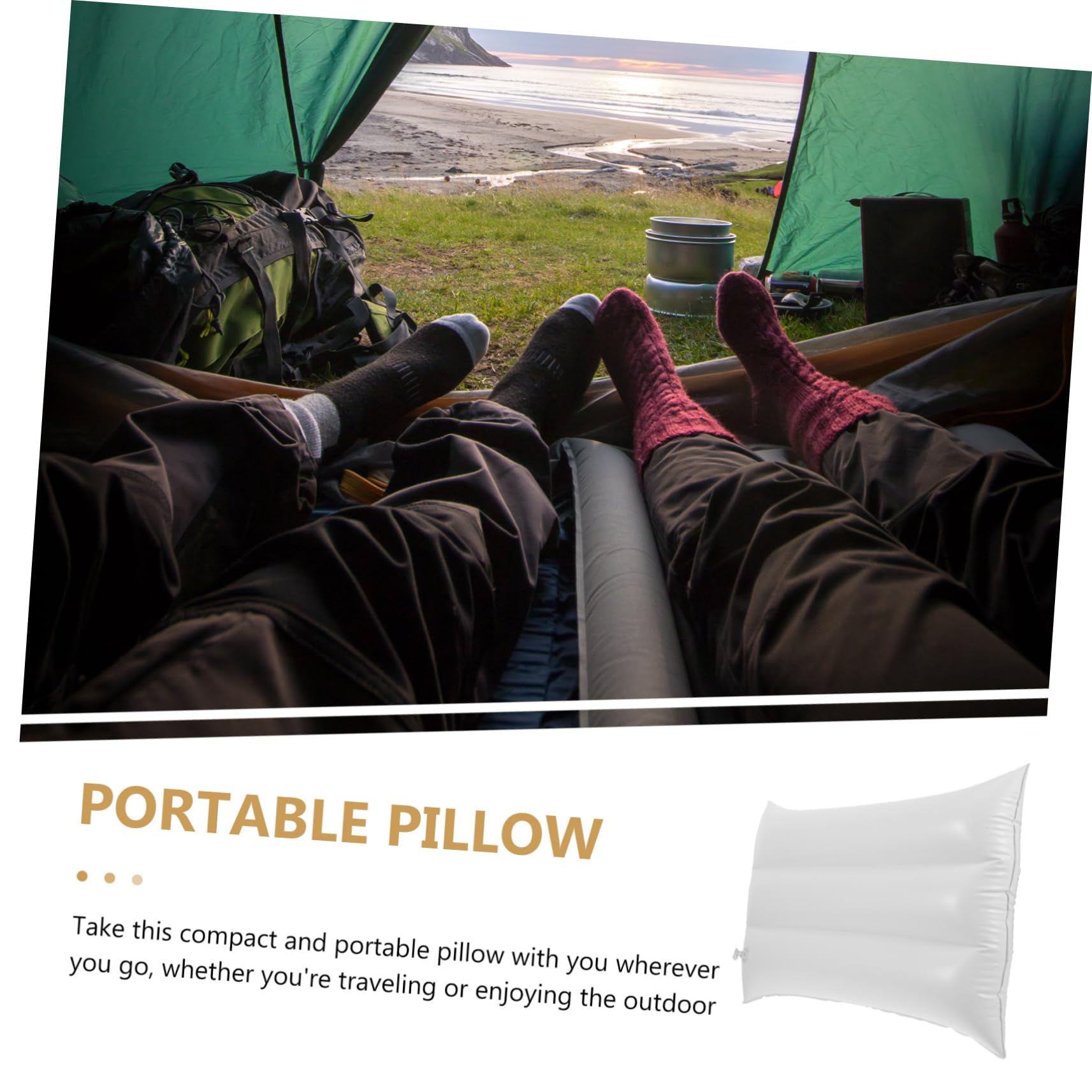 FRCOLOR Portable Inflatable Pillow Air Pressure Travel Cushion for Office Napping Outdoor Use and Leg Support Compact Design for and Storage