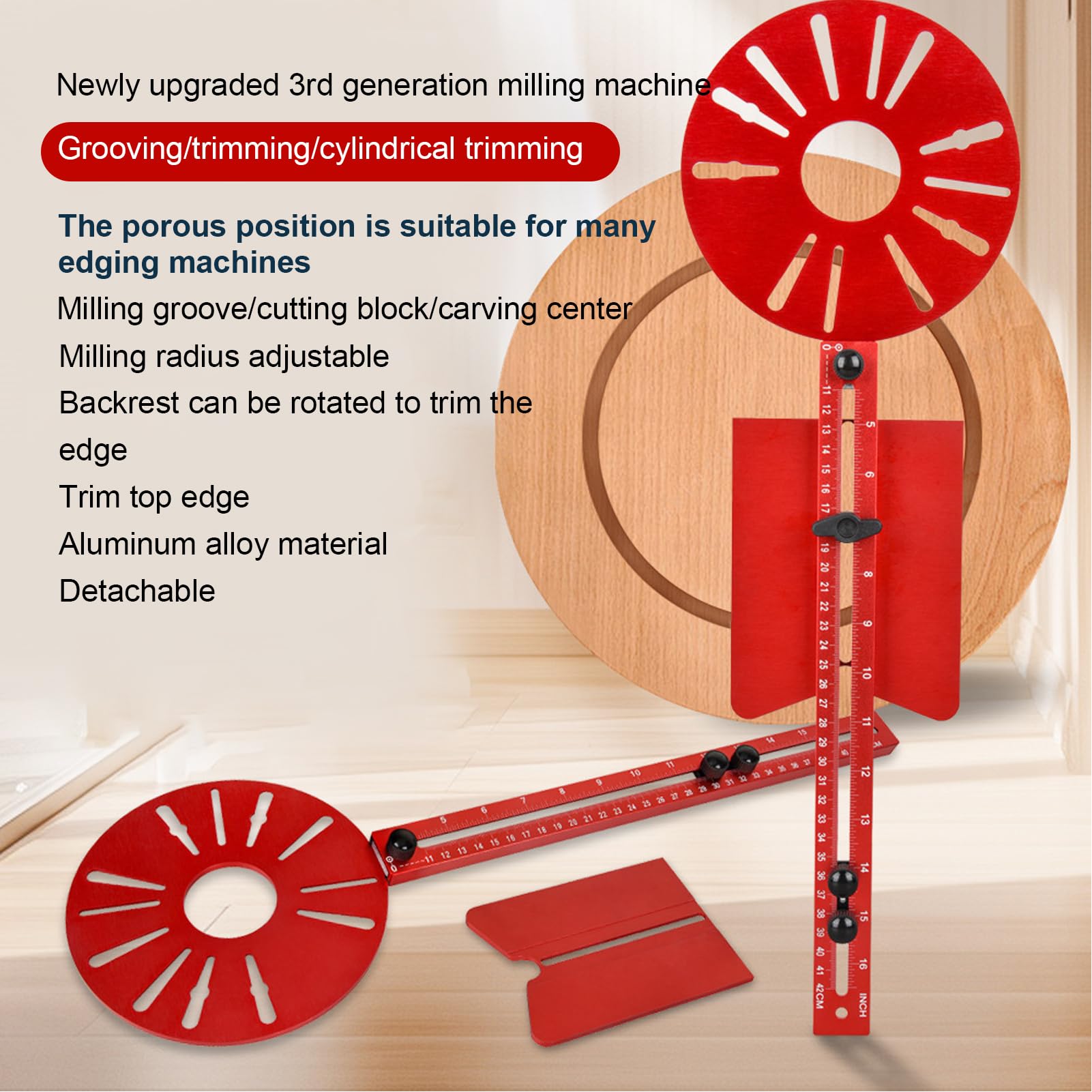 Router Milling Groove Bracket, Aluminum Alloy Router Circle Cutting Jig, Cabinet Hardware Jig Circle Cutting Guide, for Woodworking