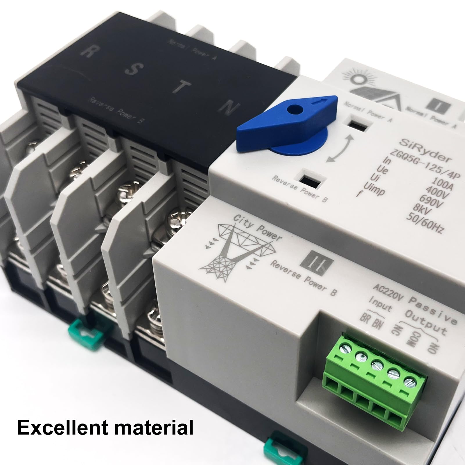 SiRyder ATS 4P 100A 400V Interruttore di Trasferimento Automatico Interattore Automatico con Doppia Trasmissione Salvavita con Riarmo Automatico