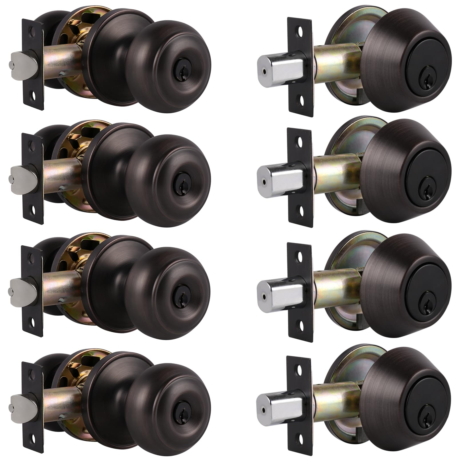 Probrico Matte Black Door Knob & Deadbolt Set -16