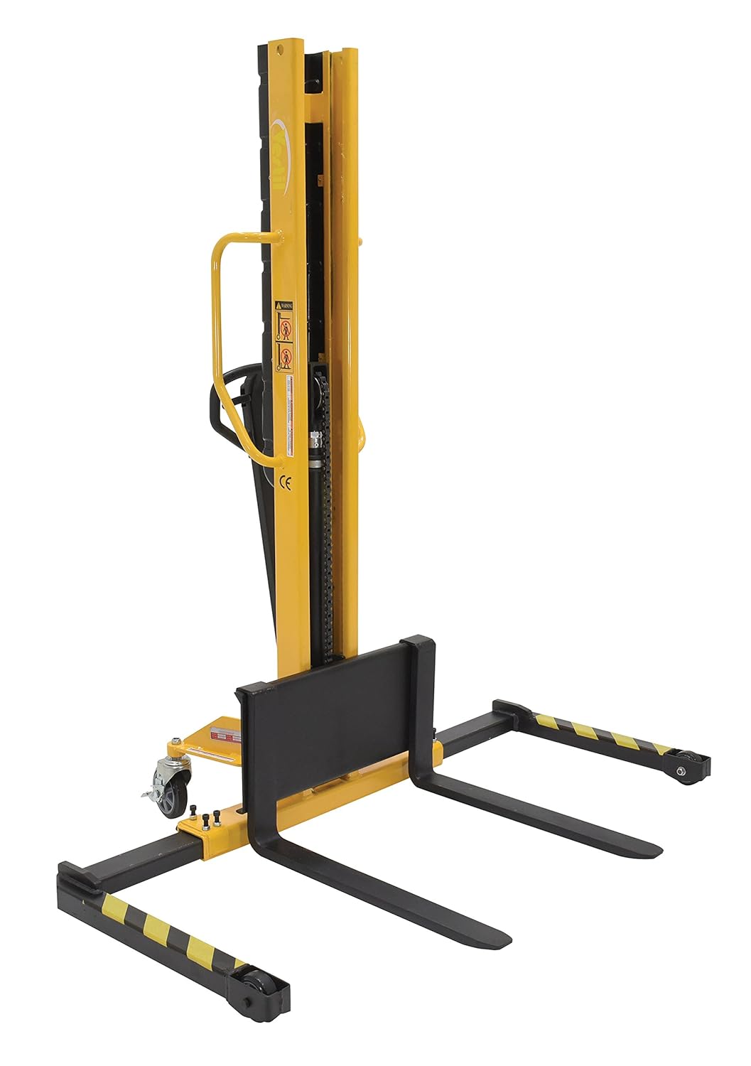 Vestil Manual Stacker Narrow Mast Adj Forks/Legs 1,000 Lb Capacity, Black/Yellow