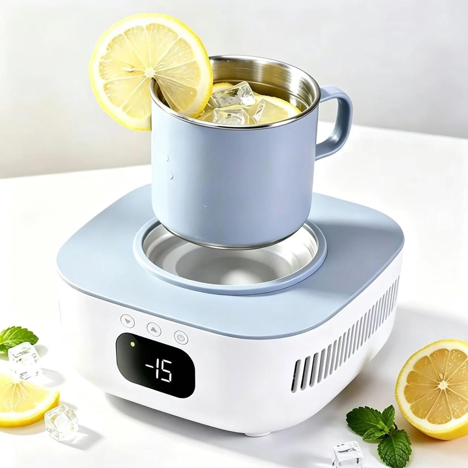 Tazza portatile riscaldante e rinfrescante da 50W,refrigeratore per bevande | Tazza Intelligente Refrigerata, Uso Doppio Caldo / Freddo, Temperatura -15°C - 80°C, Materiale Acciaio Inox 304