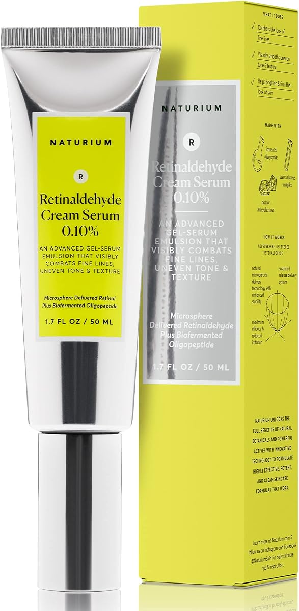 Retinaldehyde Cream Serum 0.10%, Face, Neck, and Chest, 1.7 fl oz | Anti-Aging & Smoothing Care, Firming Formula with Retinol, Combats Fine Lines, Improves Uneven Skin Tone & Texture