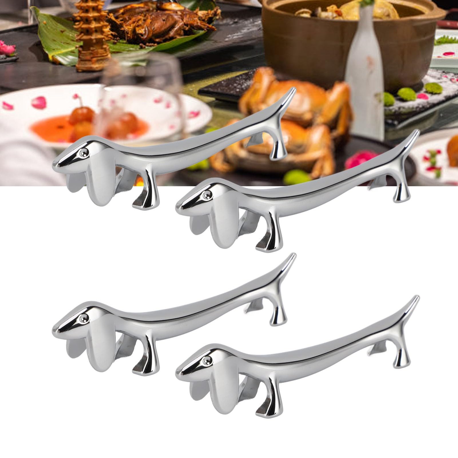 4 Stks Metalen Eetstokjes Rest Hond Vorm Lepels Stand Decoratieve Eetstokjes Stand Rack Zinklegering Diner Lepel Stand voor Vorken Verf Borstels Decor Gift