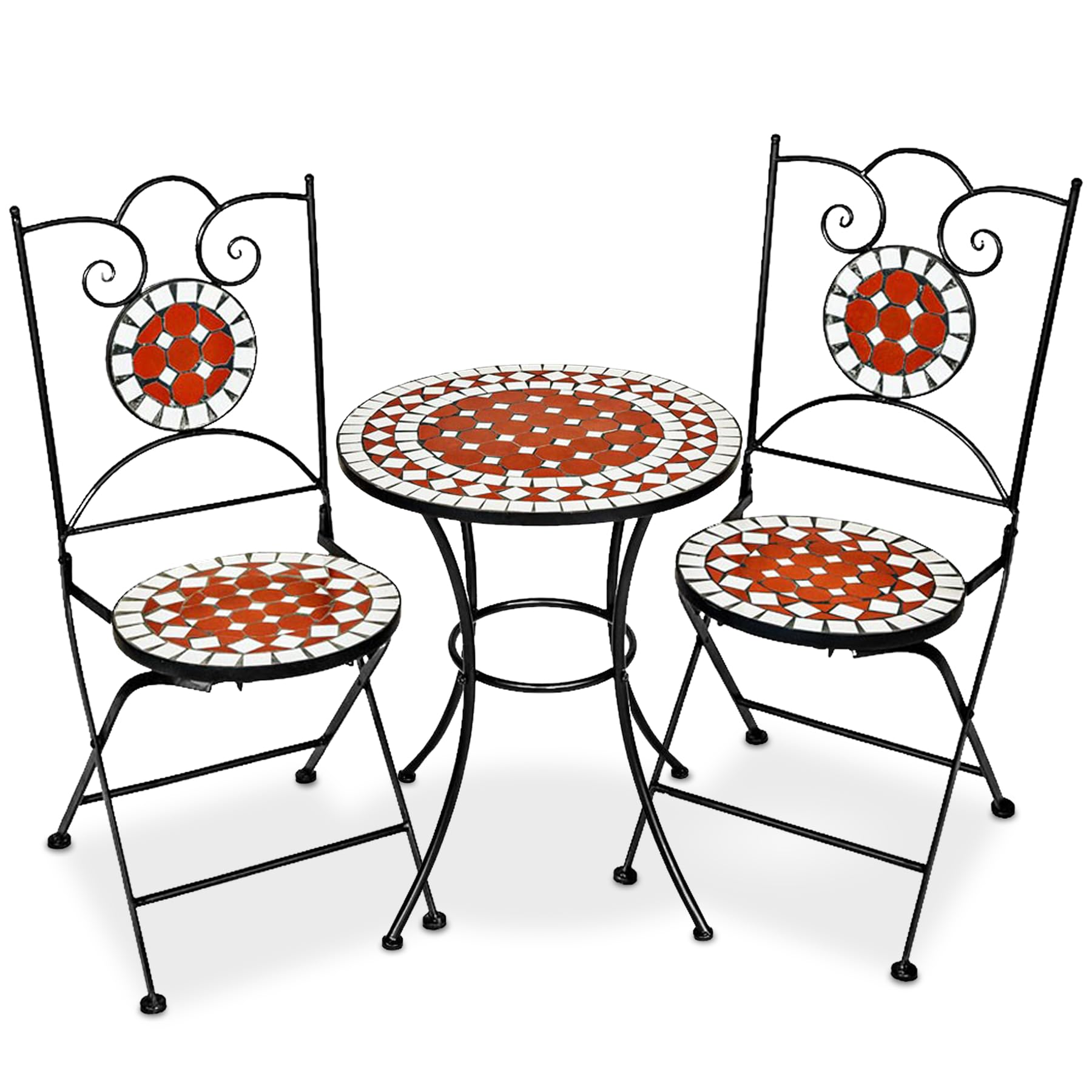tectake® Ensemble Table et Chaises en Mosaïque Table de Bistrot Bar Salon de Jardin Exterieur, Structure en Acier lâqué époxy, Mobilier de Jardin Amenagement Balcon Terrasse