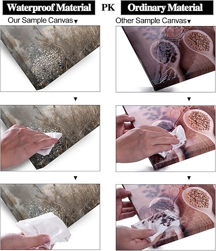 Miniatura 8 de LASMOND Arte de pared vintage de prado para sala de estar, lienzo de junco, impresiones grandes retro rústicas estilo cabañas, paisaje, granja,