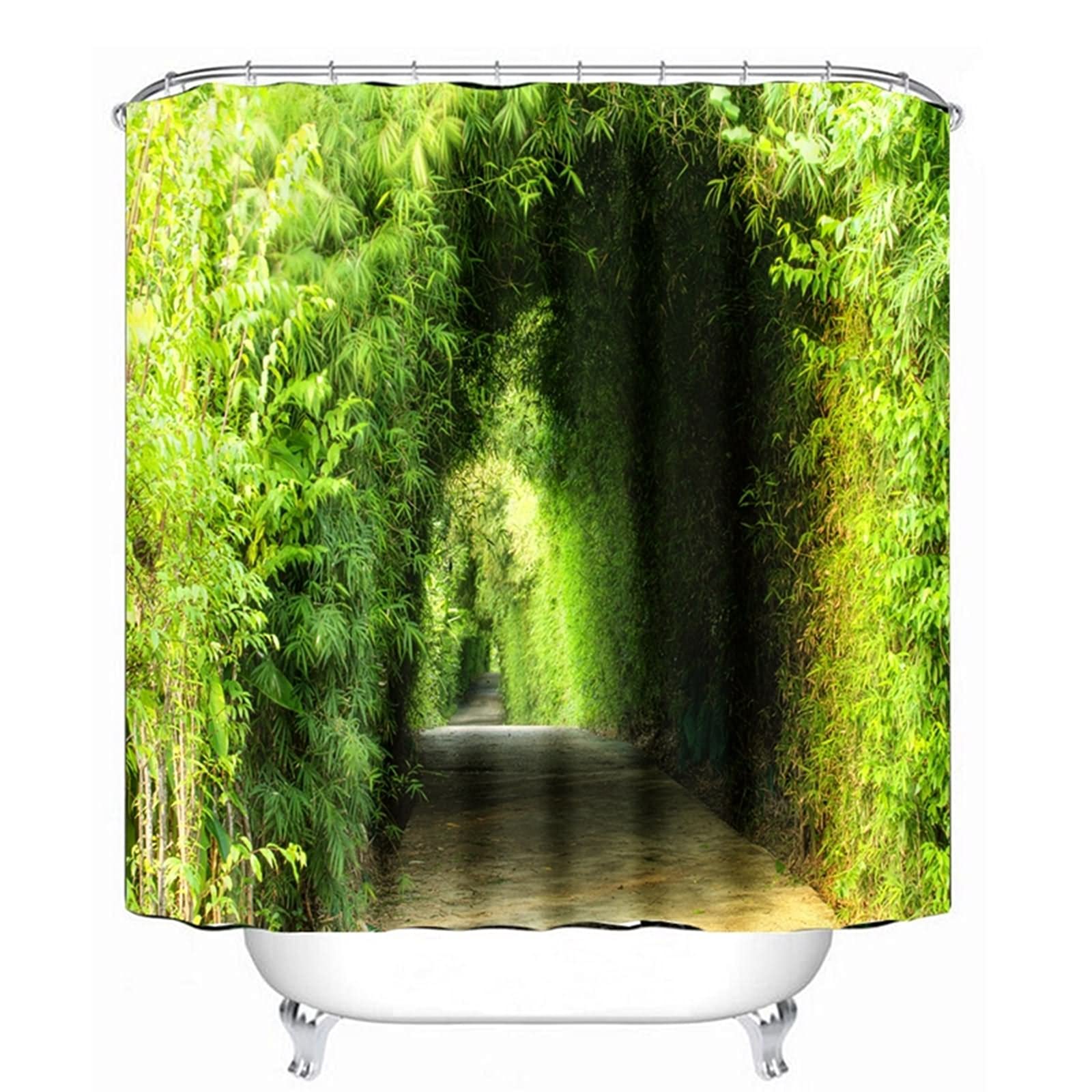 Rideau de douche 120x180 vert imprimé avec traitement textile anti-moisissure 90g