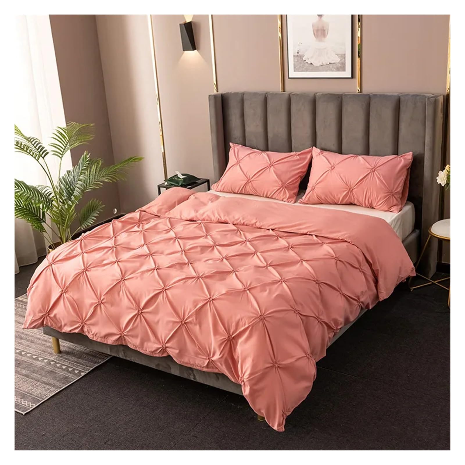 Housse de couette couleur unie avec taies parure de lit simple et double
