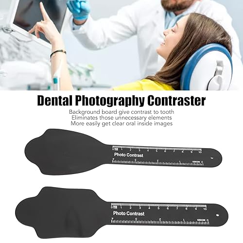 Miniatura 3 de Tablero de fondo dental para contrabando, 2 unidades, diseño de contraste fotográfico de ortodoncia con mango largo, con escala