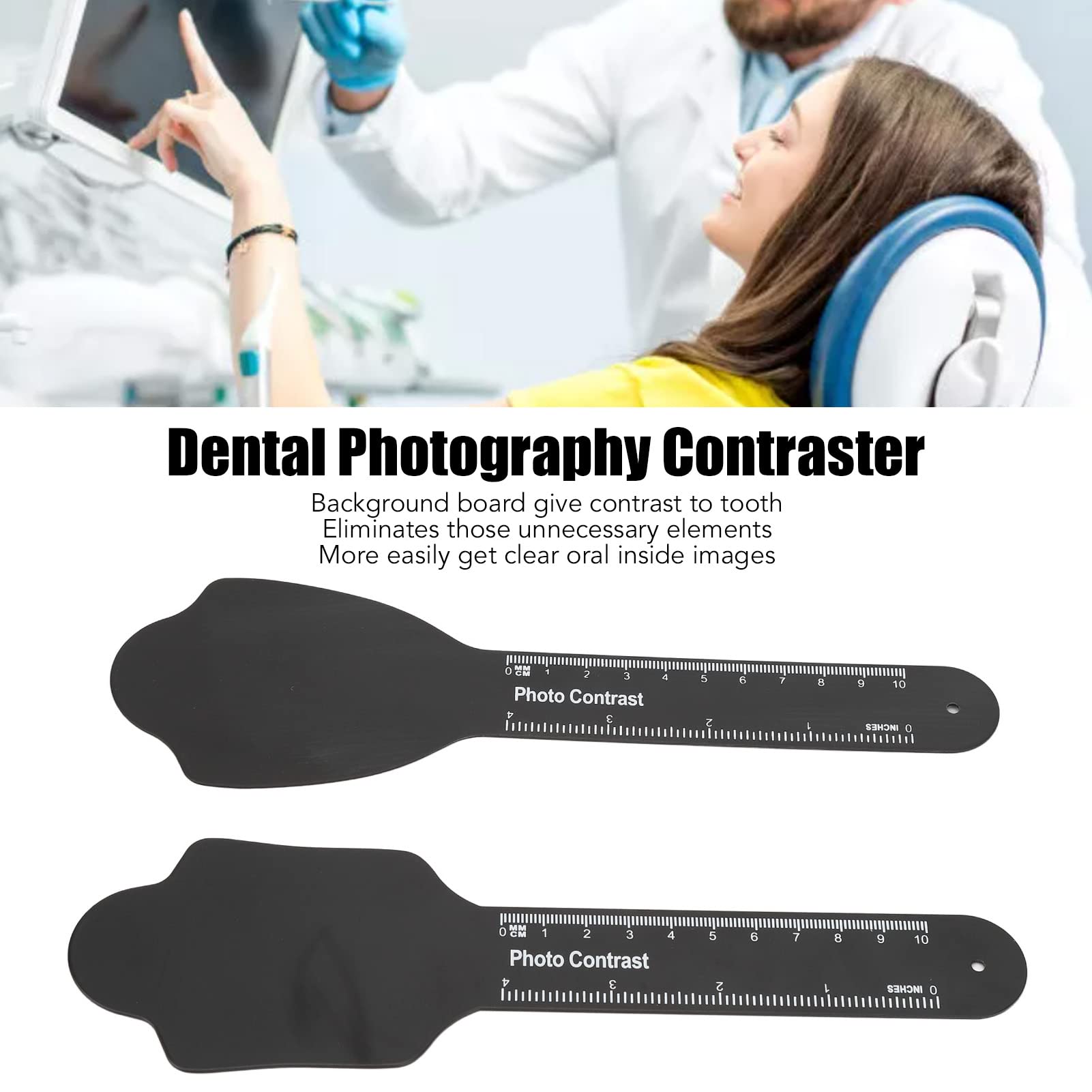 2 Pcs Intraoral Photo Contraster Dentaire Fond Conseil Orthodontique Photographique Contraste Longue Poignée Ral Photo Fond Conseil Avec Échelle