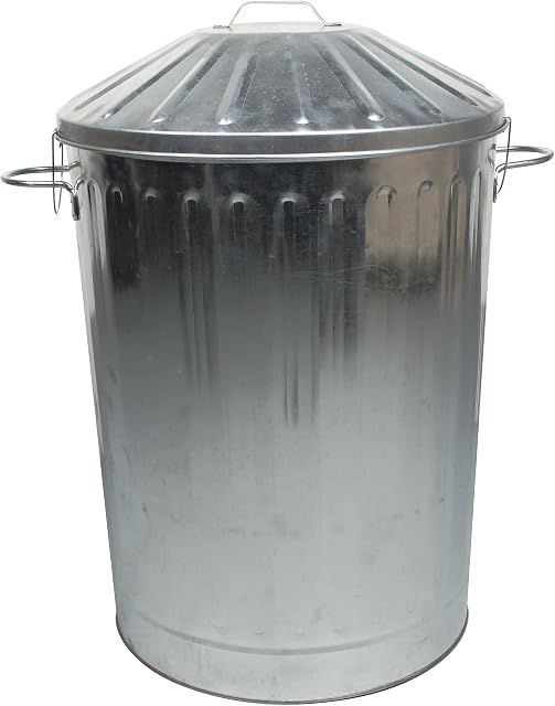 CrazyGadget® 90 Litre 90L Extra Large Colour Metal Dustbin Kitchen House Garden Storage Unit Bin with Special Locking Lid (Galvanised)