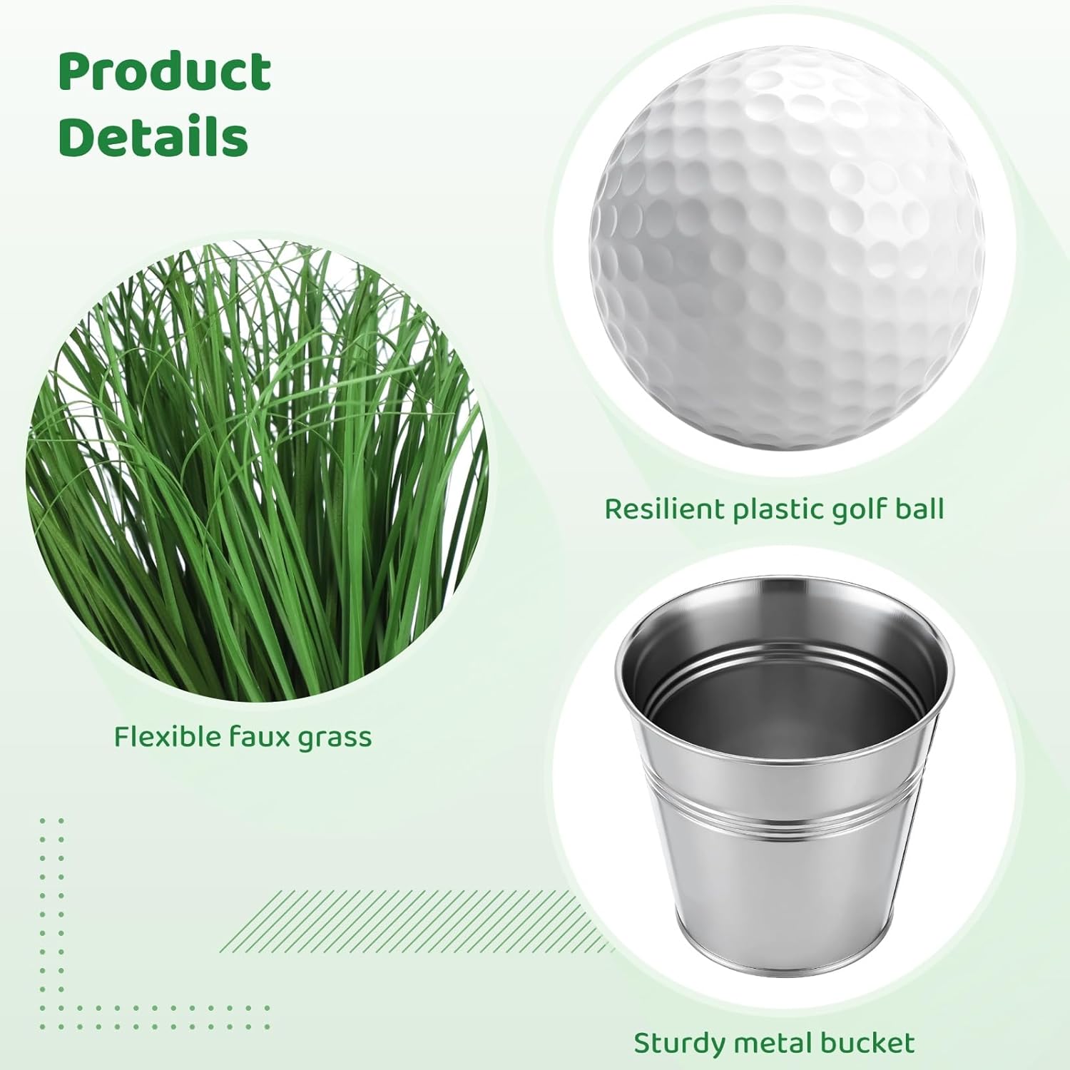 12 Sets Golf Party Decoration with Silver Buckets, Flags, Golf Balls, Artificial Turf, Golf Centerpieces Table Golf for Birthday Party Decor, Mini Golf Theme Party Favors