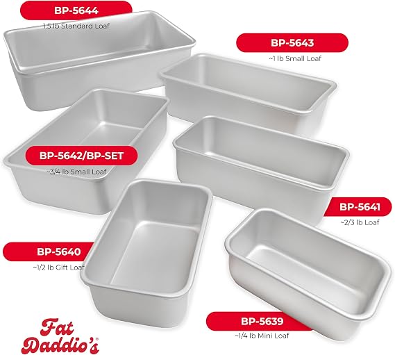 Fat Daddio's BP-5641 Anodized Aluminum Bread Loaf Pan, 6.375 x 3.75 x 2.75 Inch