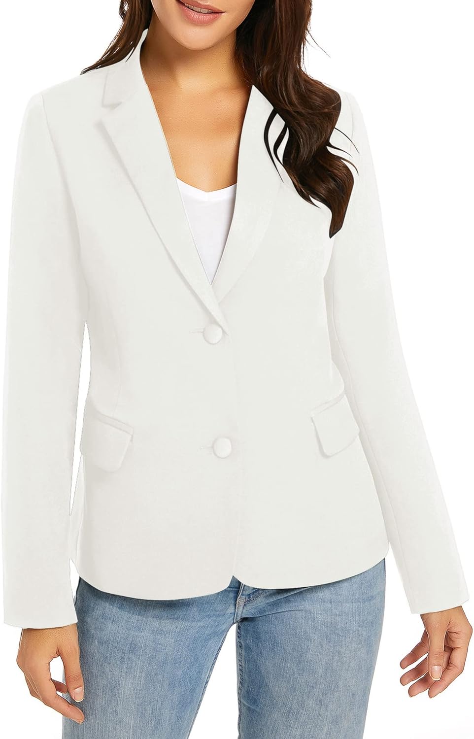 LookbookStore Womens Notched Lapel Pockets Button Work Office Blazer Jacket Suit - Image 6