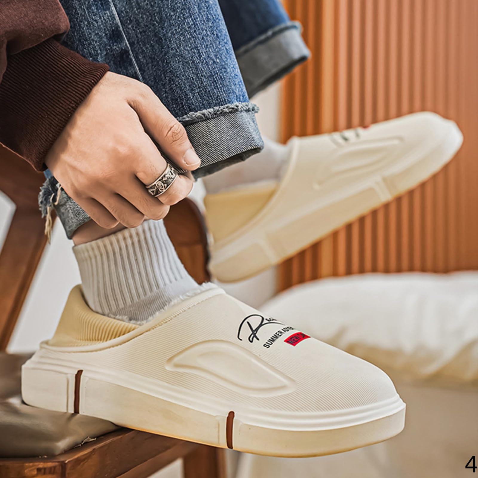 Pantofole Donna Invernali Da Uomo In Caldo Cotone Per Interni Con Tacco Spessorato E Punta Chiusa Extra Large