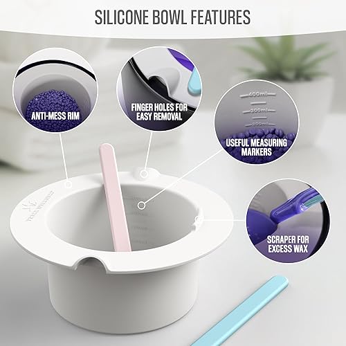 Miniatura 22 de Tress Wellness Calentador de cera de silicona – Cuencos calentadores de cera de silicona fáciles de limpiar con 2 espátulas de silicona compatibles
