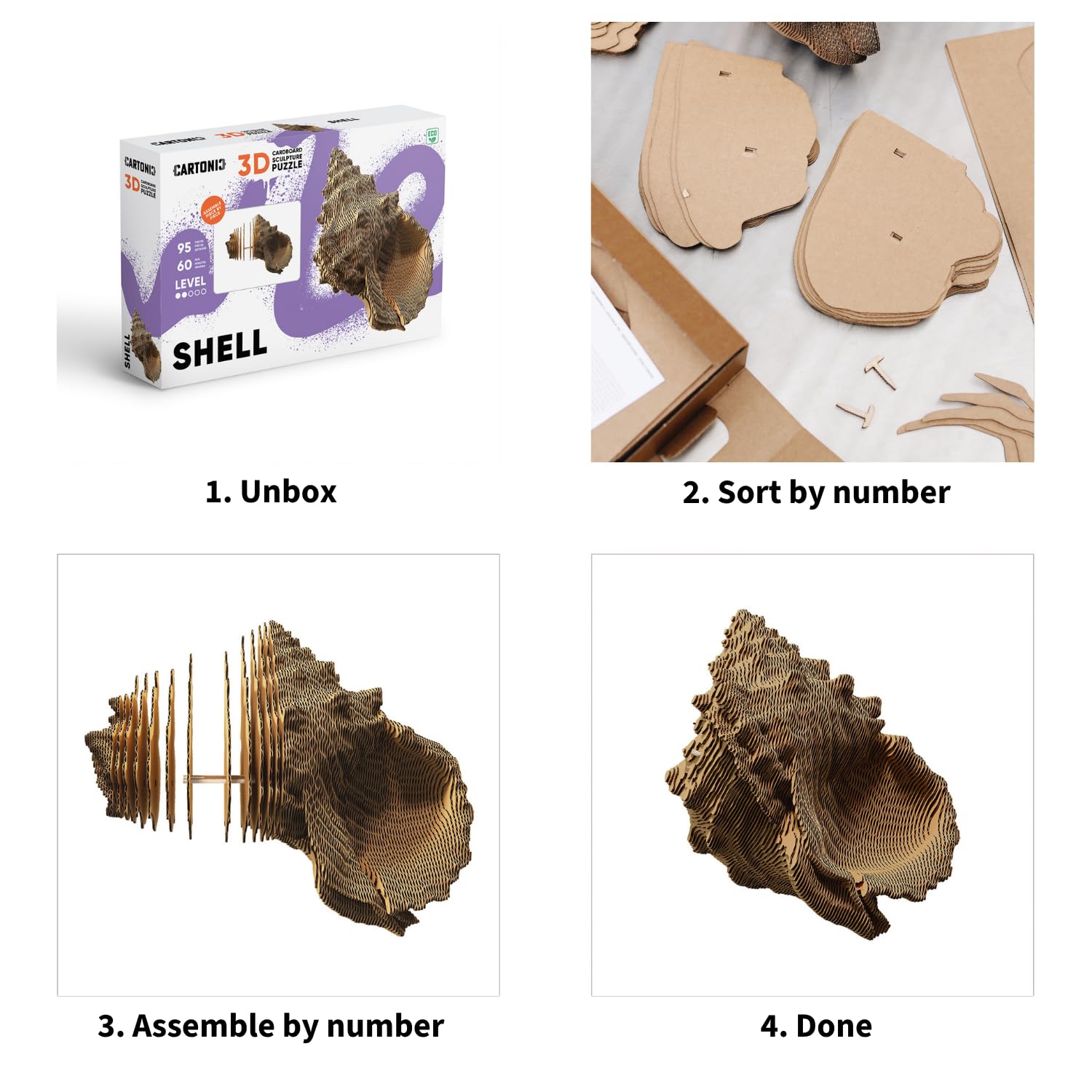Hippocampe Puzzle 3D en Carton – Maquette à Monter | 109 Pièces, 28 × 14 × 11 cm – Kit Sculpture DIY à Peindre, Matériaux Recyclés, Ados & Adultes, Idée Cadeau Déco