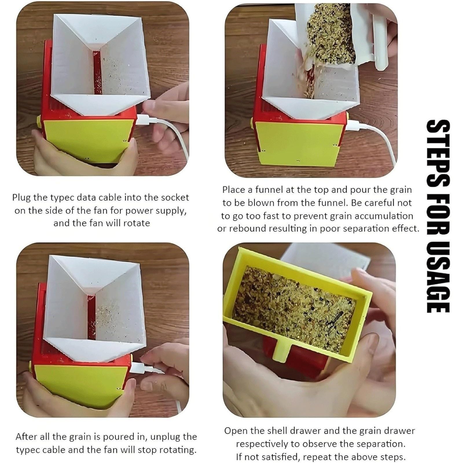 Épurateur De Balles Céréalières pour Nourriture d'oiseaux | Séparation Des Paillettes, Séparation Rapide, Simple Et Facile À Utiliser, Machine De Criblage Des Grains(Pink)