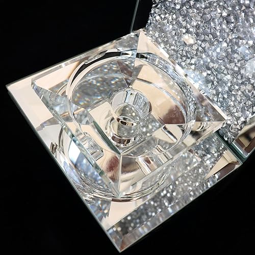 Miniatura 5 de GIMORRTO Elegante juego de 2 candelabros de espejo  Elegantes portavelas de pared con diamante triturado de 15 x 5.3 pulgadas para velas de pilar