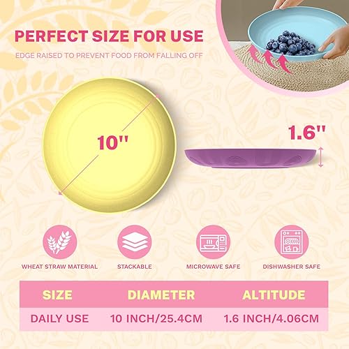 Miniatura 10 de Homienly Juego de 12 platos profundos alternativos para platos de plástico, aptos para microondas y lavavajillas, platos de paja de trigo para