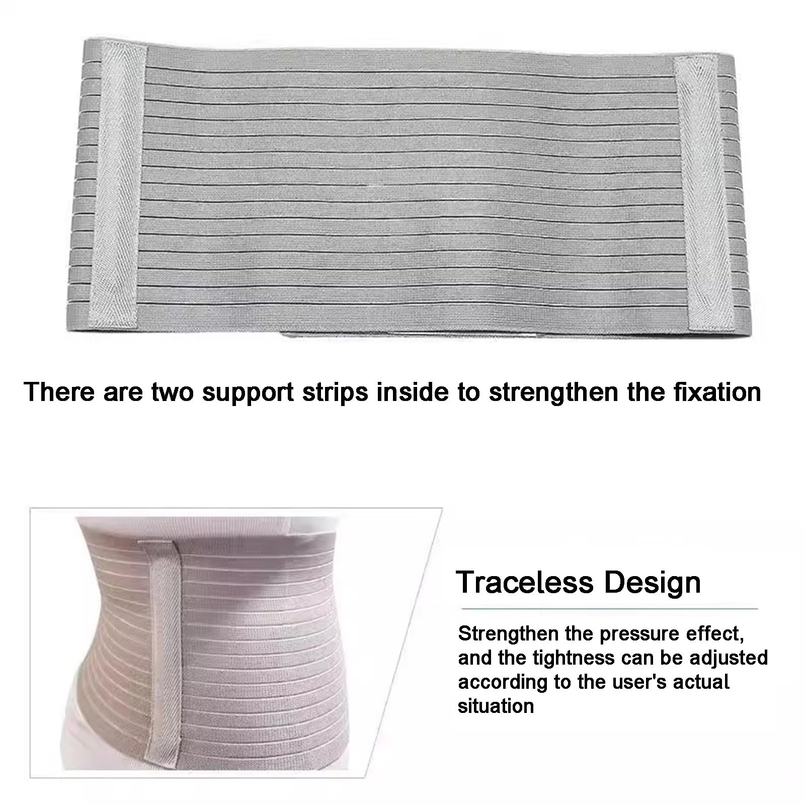 Fascia Ernia Ombelicale, Fascia Addominale Post Operatoria, con 2 Cuscinetti a Pressione, Unisex, Adatta per Ombelico, Parete Addominale e Parte Superiore Dell'addome(L)