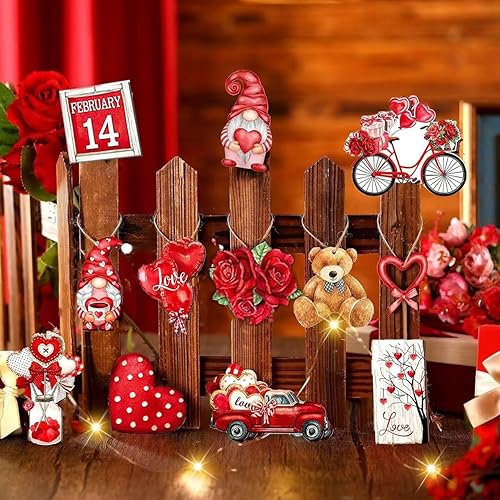 Miniatura 3 de 24 adornos colgantes rojos de San Valentín – globos de corazón rosa pastel de coches, letras enanas decoración del día de San Valentín para colgar