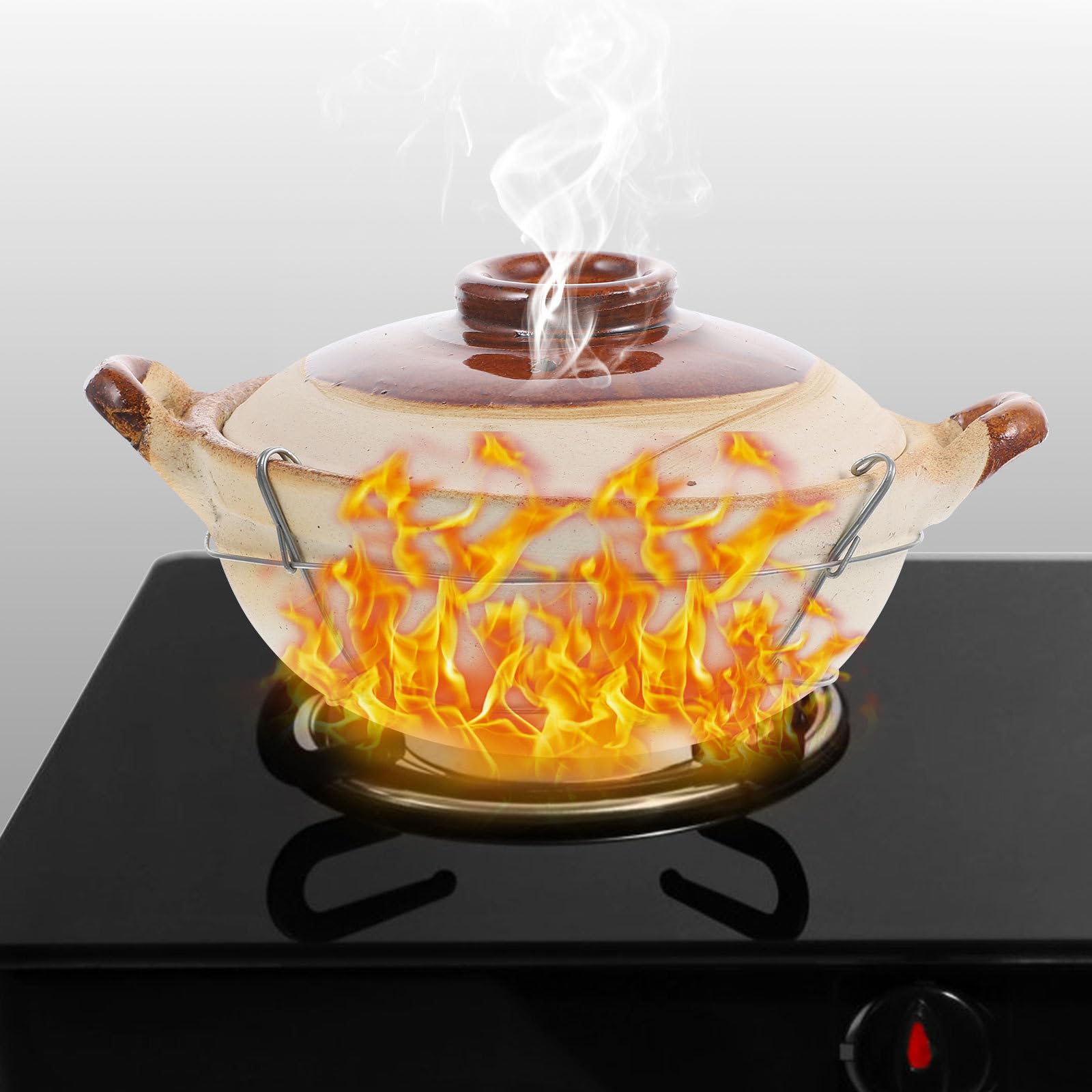 Cazuela de Barro para Cocinar 0,5l con Asa Individual, Olla Casera para Guisar y Arroz, Utensilio de Cocina de Cerámica Antiadherente para Estofados y Platos Varios estilos