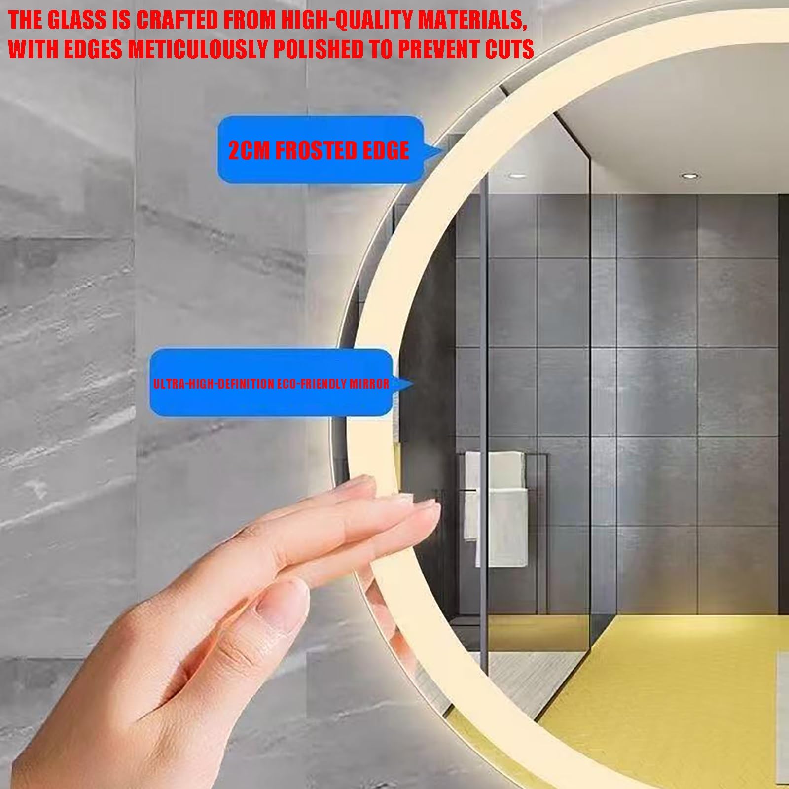 Specchio Rotondo a LED per Il Bagno, Specchio da Trucco Illuminato a Parete con Illuminazione LED dimmerabile a 3 Colori, Specchio Illuminato da 70 cm per Il Bagno di casa e per Il Trucco qu