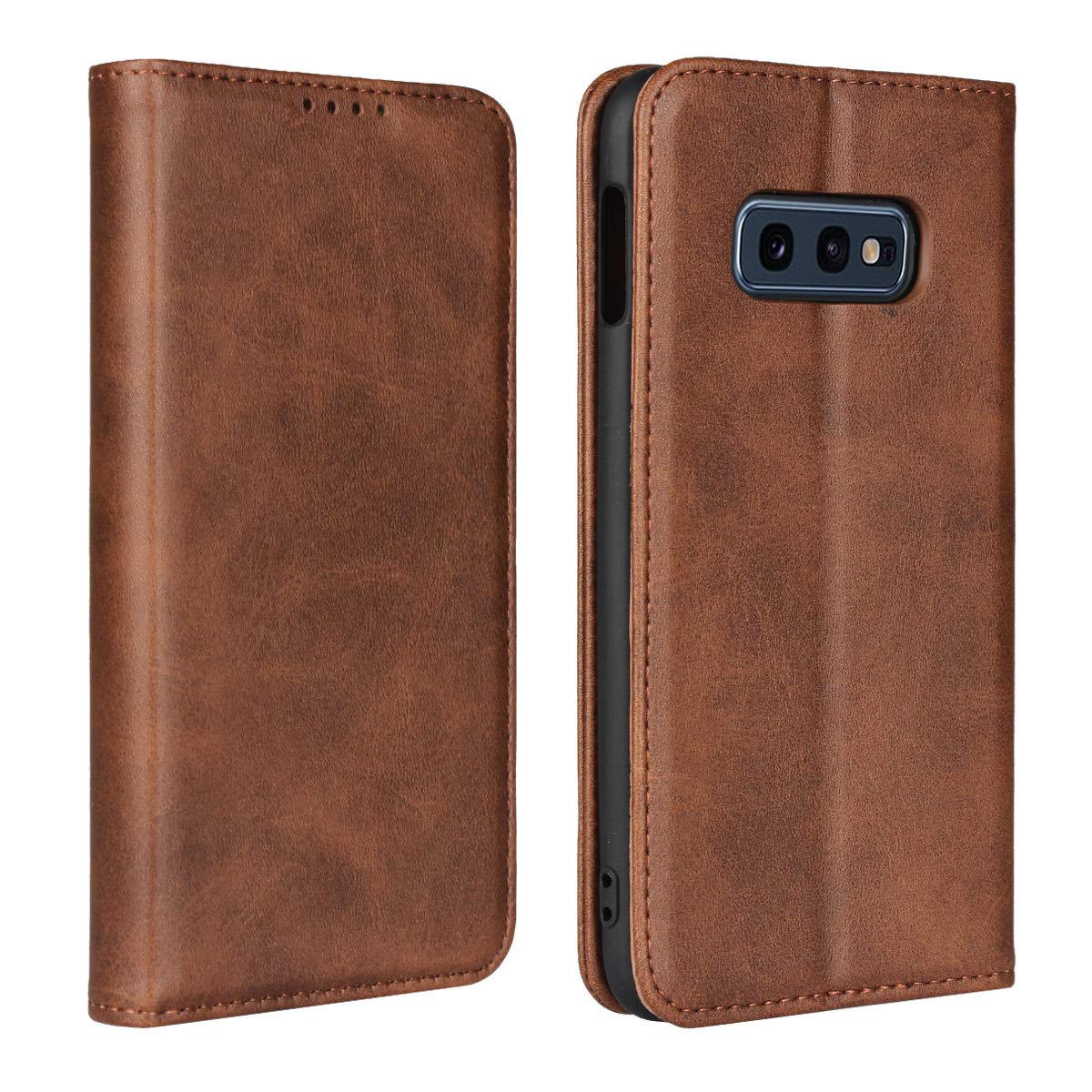 iCoverCasefor Samsung Galaxy S10e Wallet Case with Card Holder, PU Leather Magnetic Case Kickstand Feature Shockproof Protective Flip Cover Case for Samsung S10e - Dark Brown
