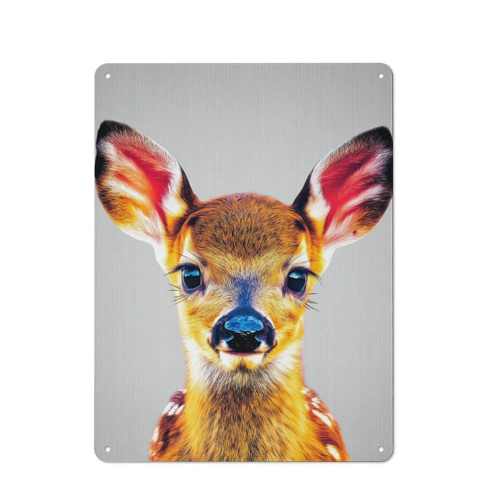 Junmoney Whimsical Deer Portrait -2 Vintage Tin Sign 40X30cm For Home Bar Wall, For Collectors Of Vintage Metal Wall Decor