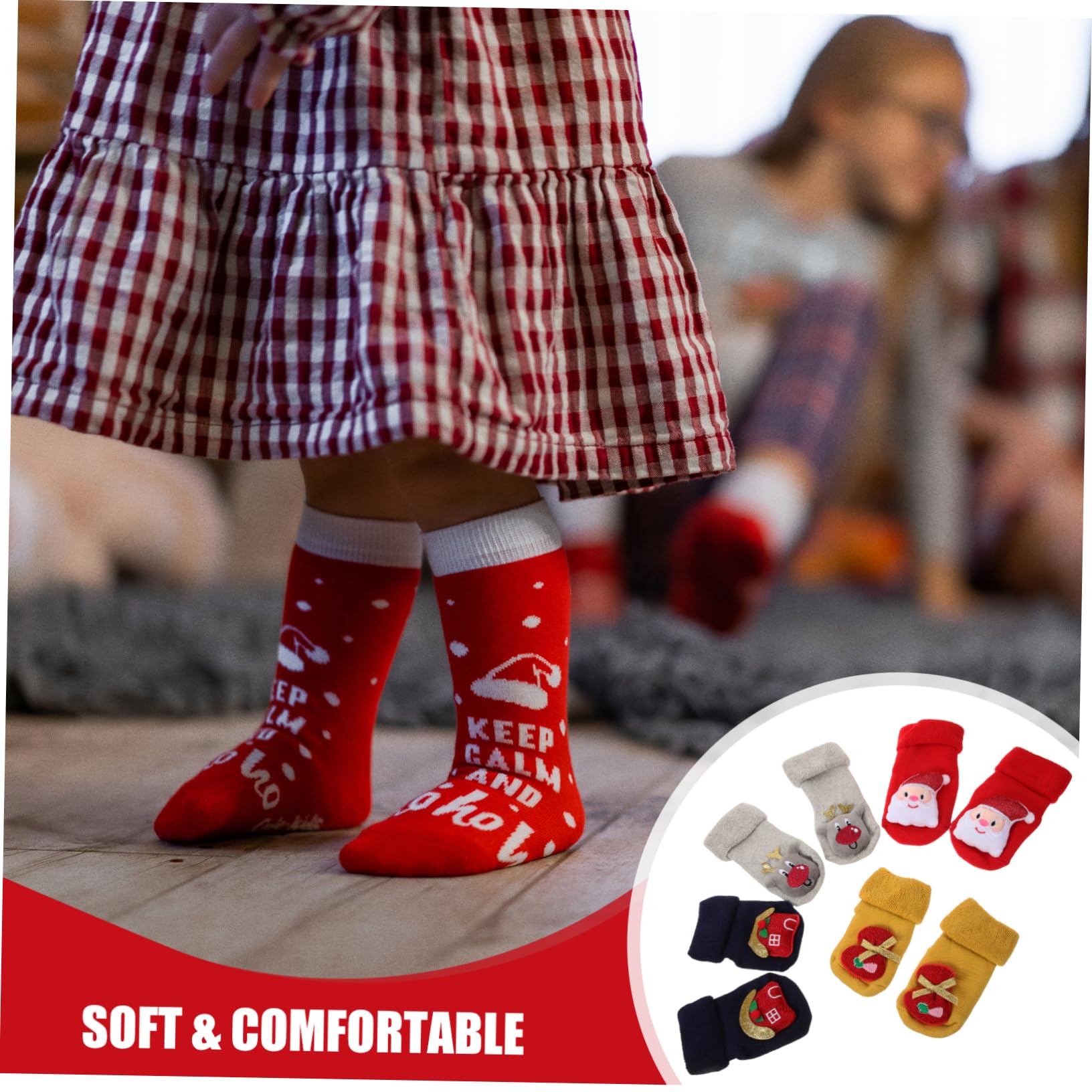 GALPADA Charming Christmas Sock Dec Baby Socks Anti-slip Sole for Boys and Girls Cold Weather Protection