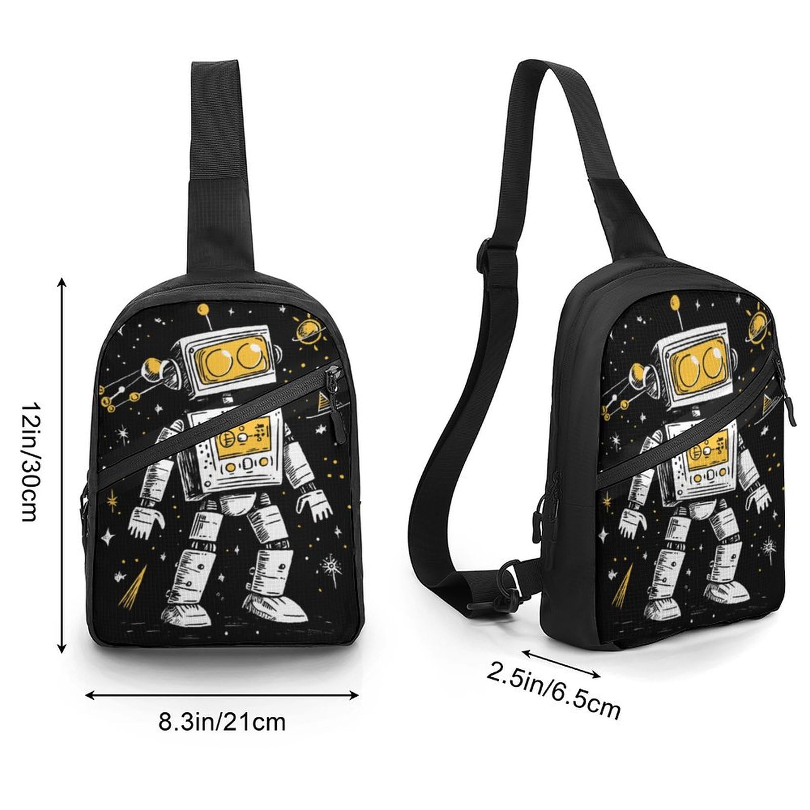Robot Astronaut Chest Bag Foldable Crossbody Unisex Pack Travel Hiking Adjustable Shoulder Straps Sling Bags