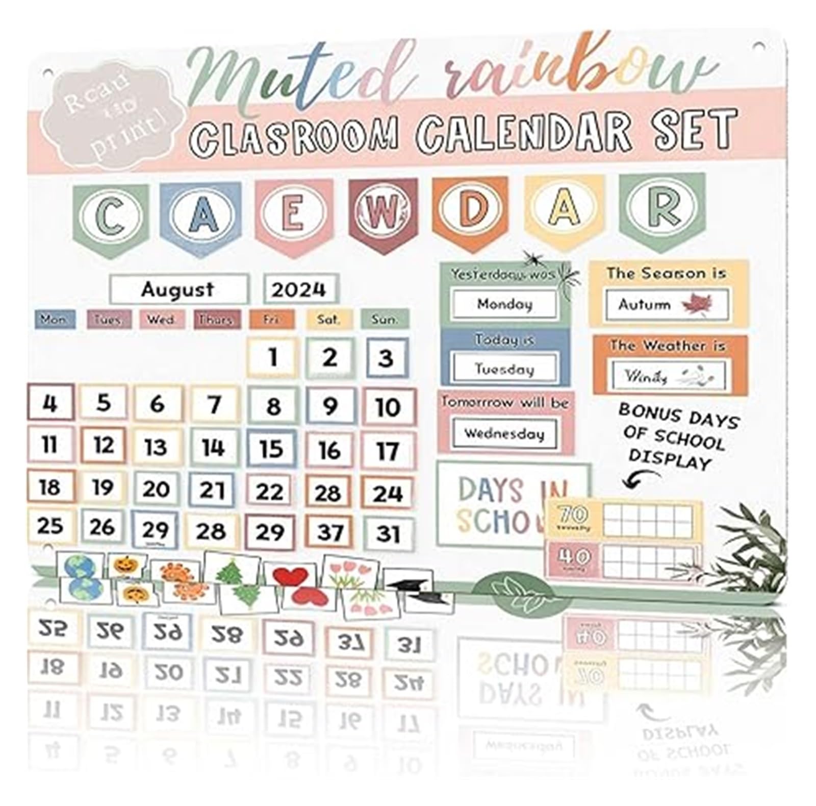 BYLSAGWHT Vintage Calendar Wall Decor Metal Sign Boho Theme Classroom Art for Elementary Middle and High School Teacher Decor 8 X 12 inch