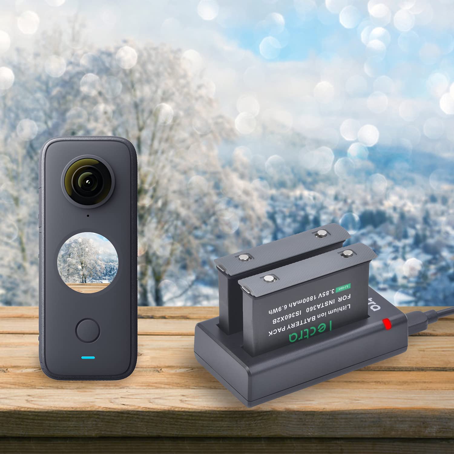 Batería de 1800 mAh y cargador dual compatible con cámara Insta360 ONE X2 ONLY (no resistente al agua) 6