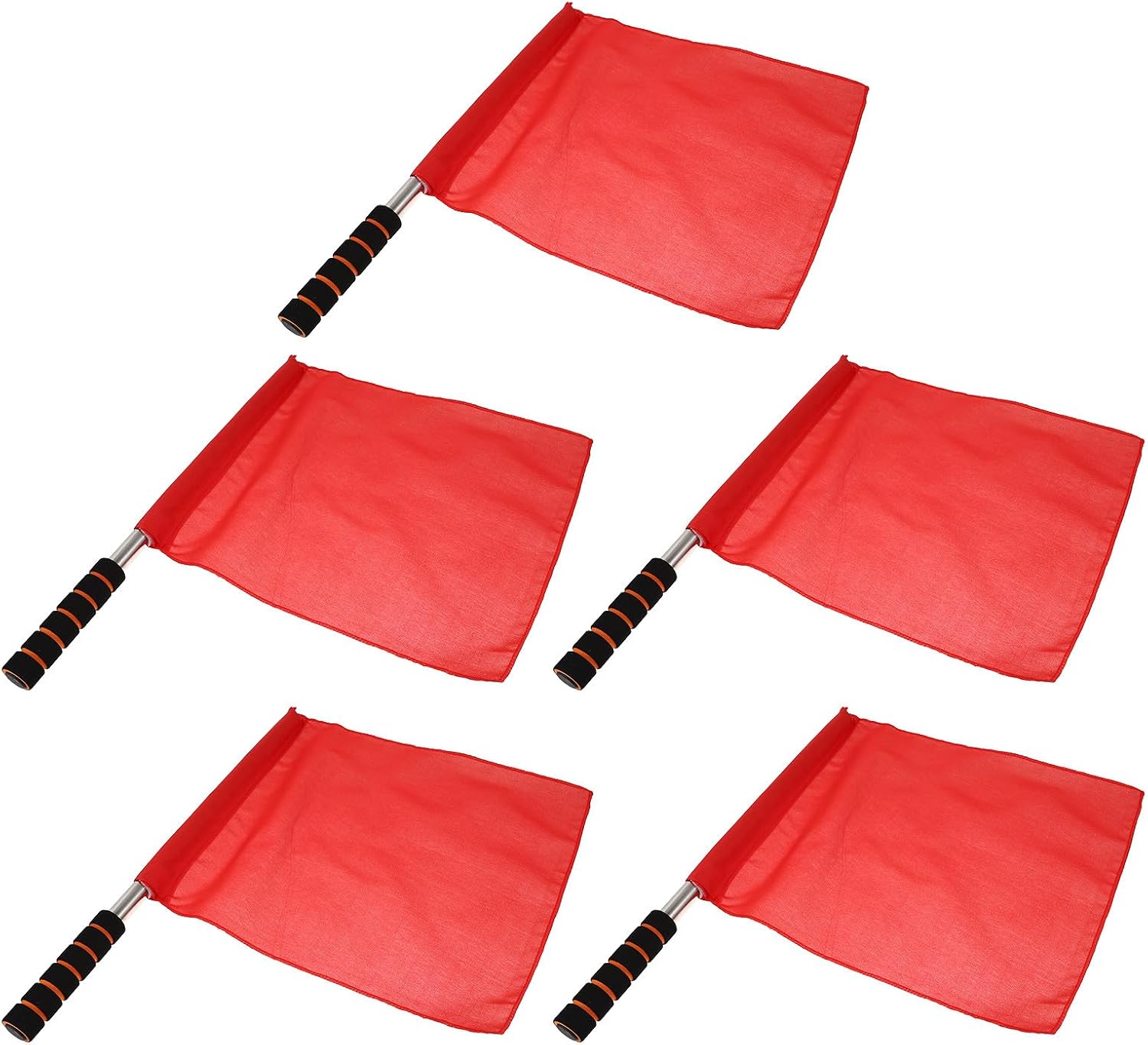 5pcs Red Commanding Referee Signal Flags for Racing and Traffic Warning – Sturdy Handheld Waving Flags Set for Sports Referee and Field Marking