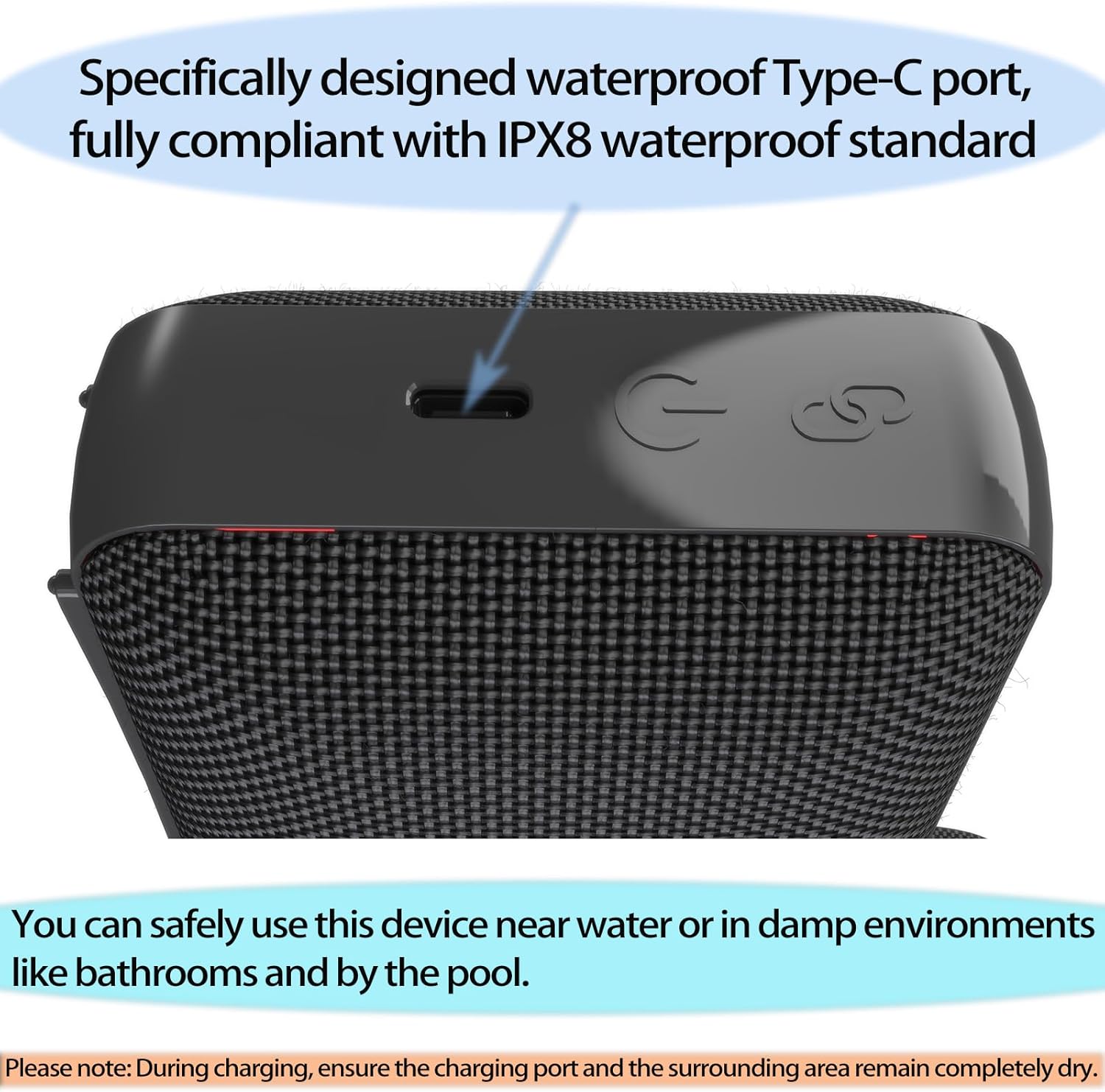 BP26 Bluetooth Shower Speaker,Portable Bluetooth Speaker, Hi-Fi Sound, IP68 Waterproof and Dustproof, Lightweight & Long Battery Life, TWS Pairing, Bluetooth 5.3 (Classic, Black) - Image 2