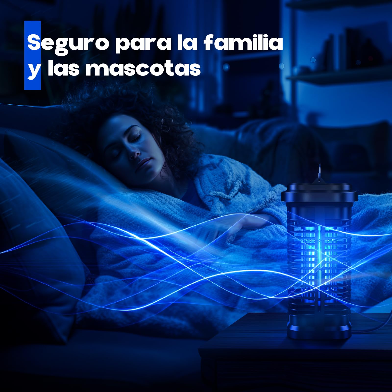 Lampara Antimosquitos, 20W Eléctrica Mata Mosquitos UV de 4000V, Matainsectos Eléctrico IPX4 para Interior y Exterior, 100㎡ Cobertura, Silenciosa y Segura para Hogar, Dormitorio, Jardín y Terraza